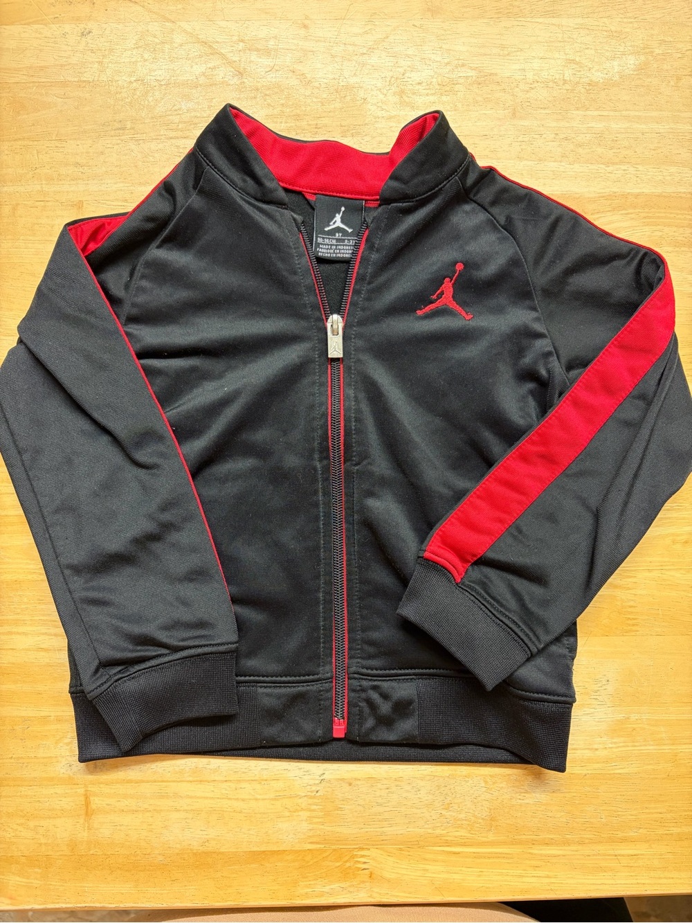 Jordan Kids Black and Red Zip-Up Track Jacket
